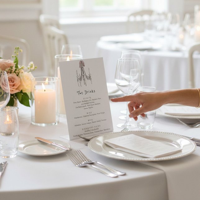 Signe De Table hand drawn Chandelier Wedding Drinks List (Créateur téléchargé)