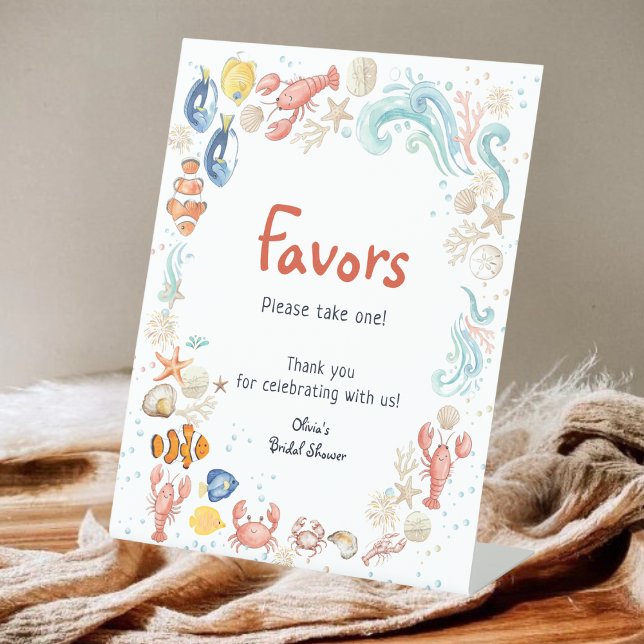 Signe De Table Hand-drawn ocean She Is Catch Bridal Shower Favor  (Créateur téléchargé)