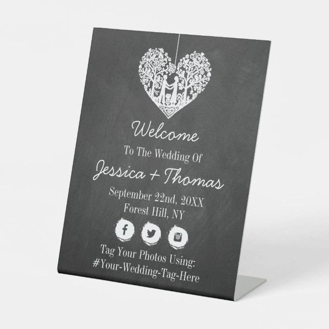 Signe De Table Hanging Heart Tree Chalkboard Mariage Collection (Recto)