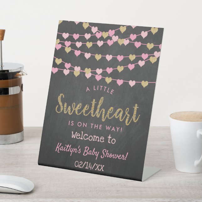 Signe De Table Hanging Love Hearts Baby shower amoureux Bienvenue (In SItu)