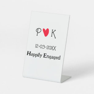 Signe De Table Happily Engagé ajouter nom de couple date de lettr