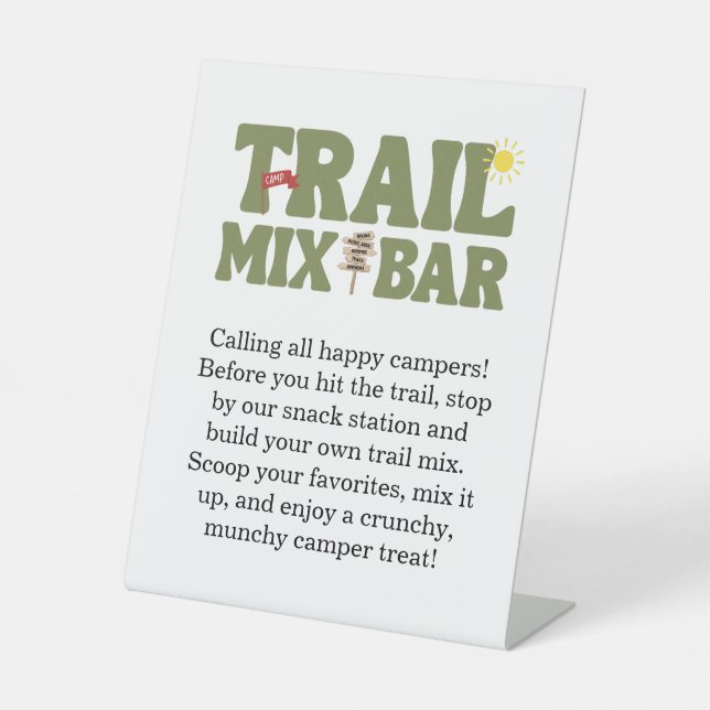 Signe De Table Happy Camper Trail Mix Bar Kids Birthday (Recto)