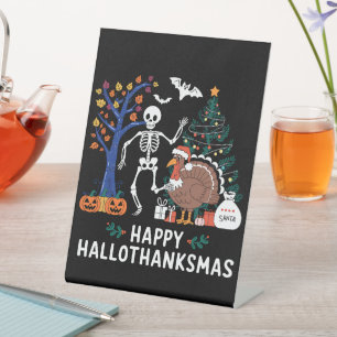 Signe De Table Happy Hallothanksmas Saison de Fêtes Chute cadeau