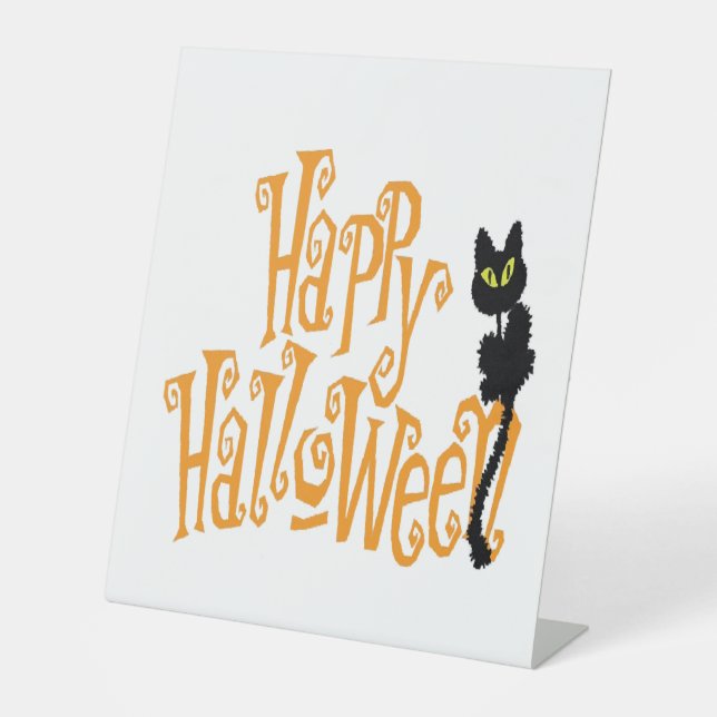 SIGNE DE TABLE HAPPY HALLOWEEN CAT (Recto)