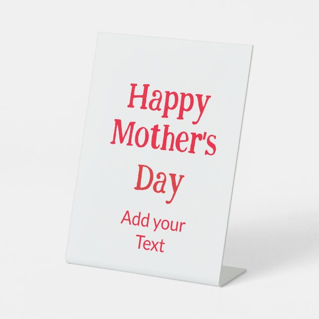 Signe De Table Happy mother's day red add text simple minimal mom (Recto)