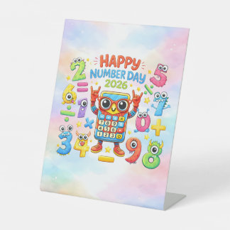 Signe De Table Happy Number Day 2026 Cute Maths Desk Art