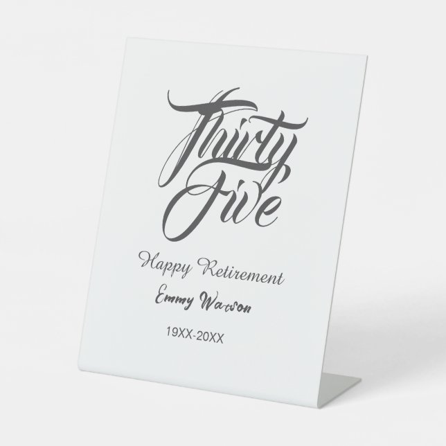 Signe De Table Happy retirement bold letter name year elegant sim (Recto)