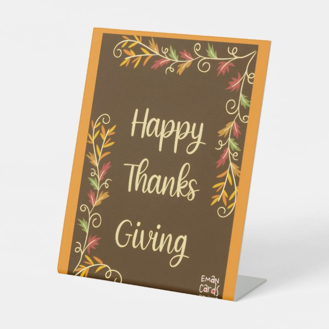 Signe De Table Happy Thanksgiving Brown Theme (Recto)