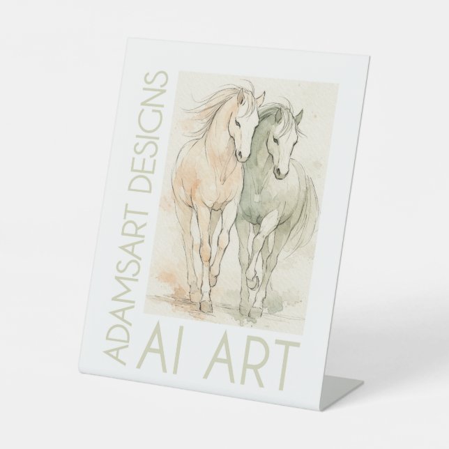 Signe De Table Harmonie Élégante – Chevaux à l'aquarelle (Recto)