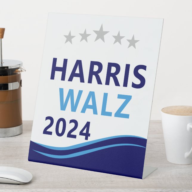 Signe De Table Harris Walz 2024 pour le président Blue Wave (In SItu)
