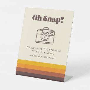 Signe De Table Hashtag de Mariage Oh Snap Vintage Retro 60s