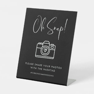 Signe De Table Hashtag Mariage élégant et moderne Black Oh Snap