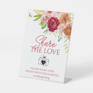 Signe De Table Hashtag Mariage Fall in Love Partagez l'amour