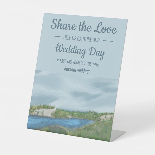 Signe De Table Hashtag Mariage marin peint (Recto)