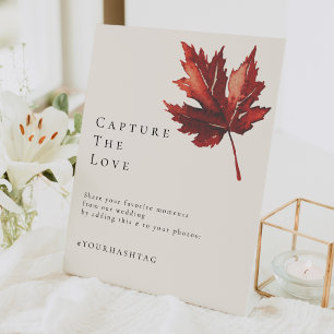 Signe De Table Hashtag Mariage simple à feutre d'automne minimal