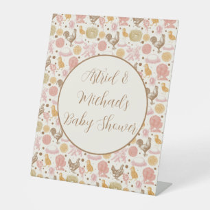 Signe De Table Hatching Bientôt Baby shower de fille de poulet