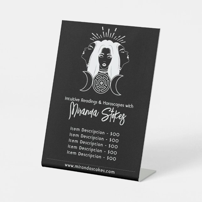 Signe De Table Hecate Moon Phases Black & White Tarifs (Recto)