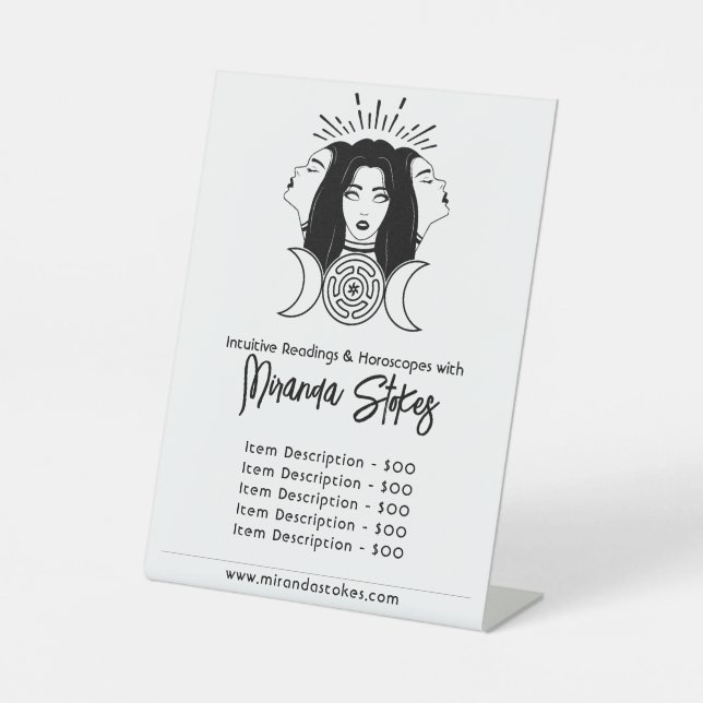 Signe De Table Hecate Moon Phases Black & White Tarifs (Recto)