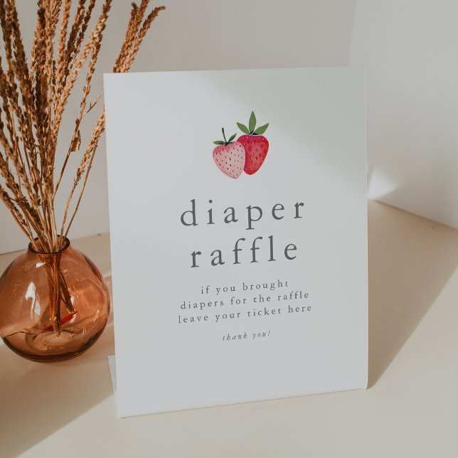 Signe De Table HEIDI Berry rose Sweet Baby shower Déchets Raffle (HEIDI Pink Berry Sweet Baby Shower Diaper Raffle Pedestal Sign)