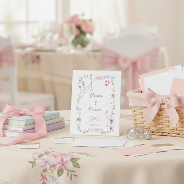 Signe De Table Heirloom Rose & Ribbon Stork Books and Cards (Créateur téléchargé)