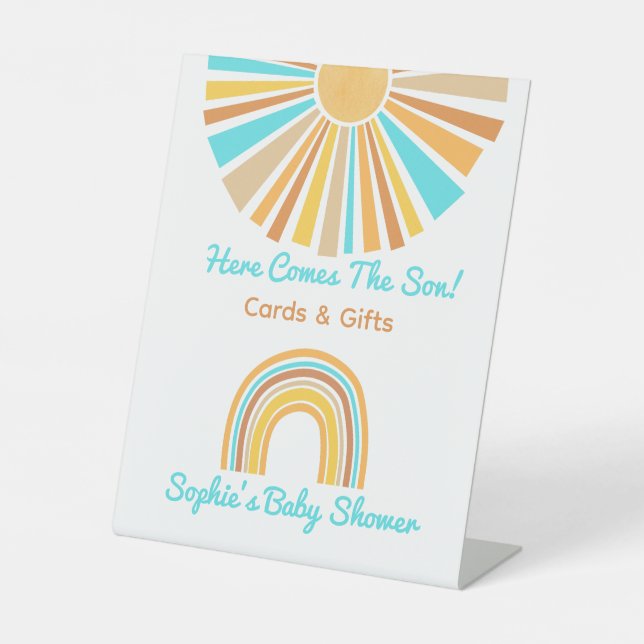 Signe De Table Here Comes The Son, Retro Rainbow Cards & Gifts (Recto)