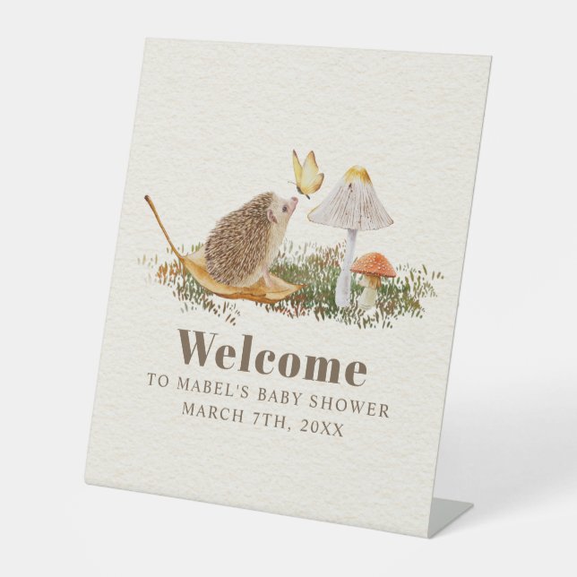 Signe De Table Hérisson Baby shower des bois de champignon de pap (Recto)