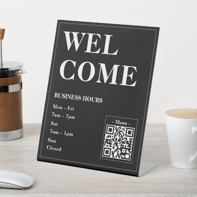 Signe De Table Heures d'ouverture personnalisées avec code QR pou (In SItu)