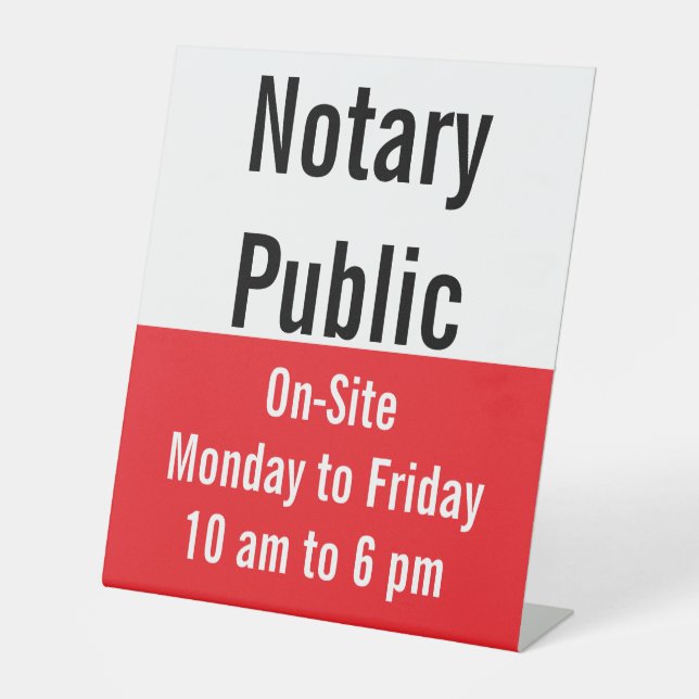 Signe De Table Heures sur site du public notaire Modèle rouge et  (Recto)