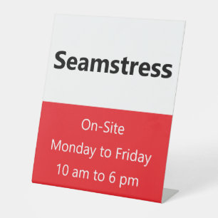 Signe De Table Heures sur site Seamstress Modèle rouge et blanc