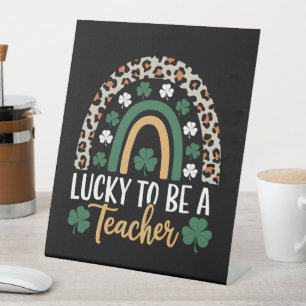 Signe De Table Heureux d'être enseignant Rainbow St Patrick's Day