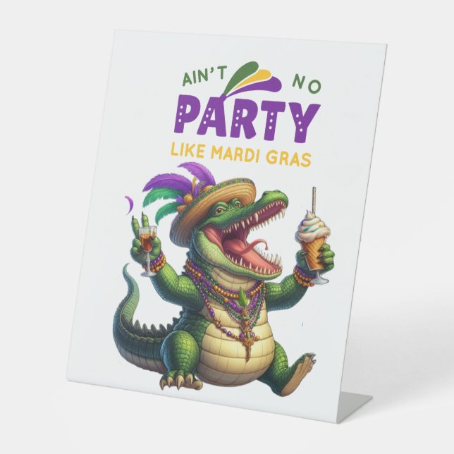 Signe De Table Heureux Mardi Gras Alligator (Recto)