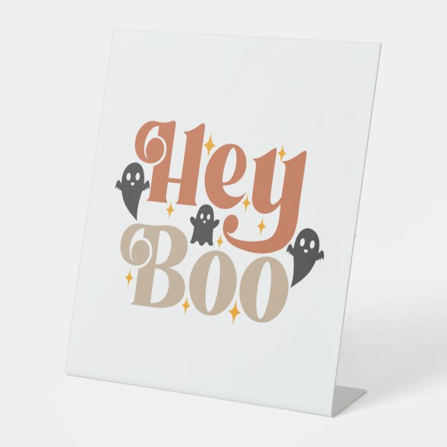 Signe De Table Hey Boo Boho Halloween Hey Boo Fantôme (Recto)
