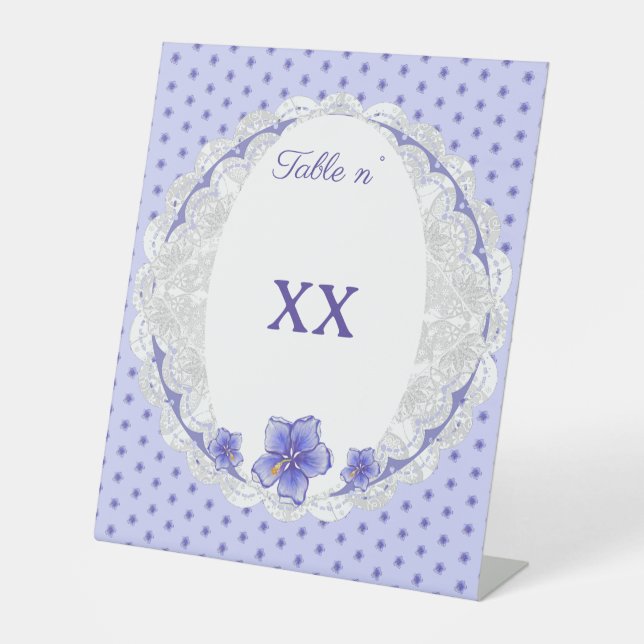 Signe De Table Hibiscus & dentelle BLEU (Recto)