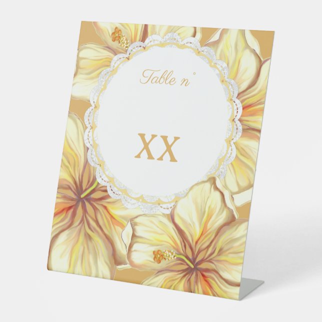 Signe De Table Hibiscus & dentelle JAUNE (Recto)