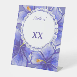 Signe De Table Hibiscus et dentelle BLEU