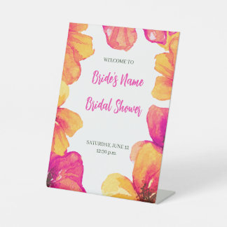 Signe De Table Hibiscus rose Floral Invitation à la douche nuptia