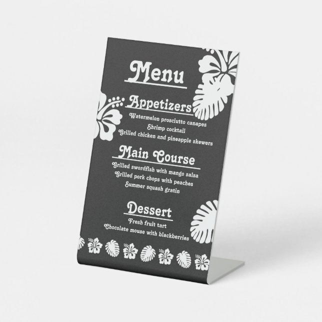 Signe De Table Hibiscus tropicaux en cale noire (Recto)