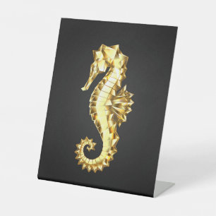 Signe De Table Hippocampe Polygonal Or