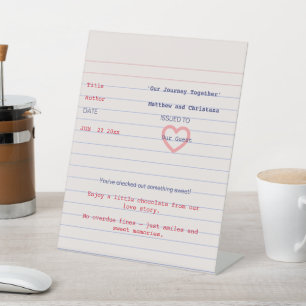 Signe De Table Histoire d'amour Date limite Carte de bibliothèque