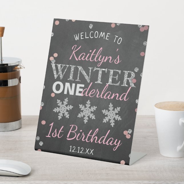 Signe De Table Hiver ONE derland Chalkboard 1er anniversaire Bien (In SItu)