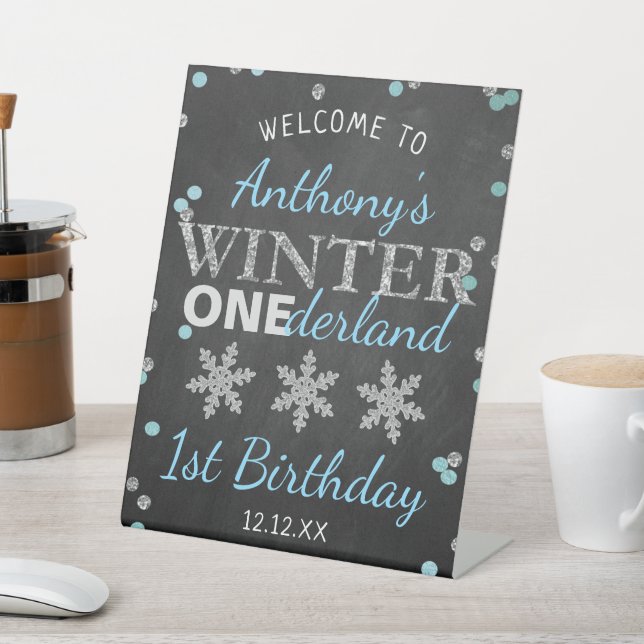 Signe De Table Hiver ONE derland Chalkboard 1er anniversaire Bien (In SItu)