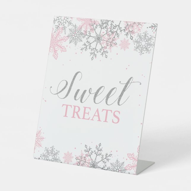 Signe De Table Hiver Onederland Sweet Traitements Argent rose (Recto)