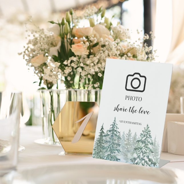 Signe De Table Hiver Pins Rustiques Lanterne Mariage botanique (Winter Rustic Pine Trees Lantern Botanical Wedding Party Supplies)