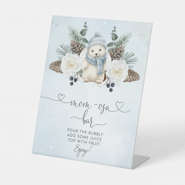 Signe De Table Hiver Polar Bear Boy Baby shower Maman-osa Bar (Recto)