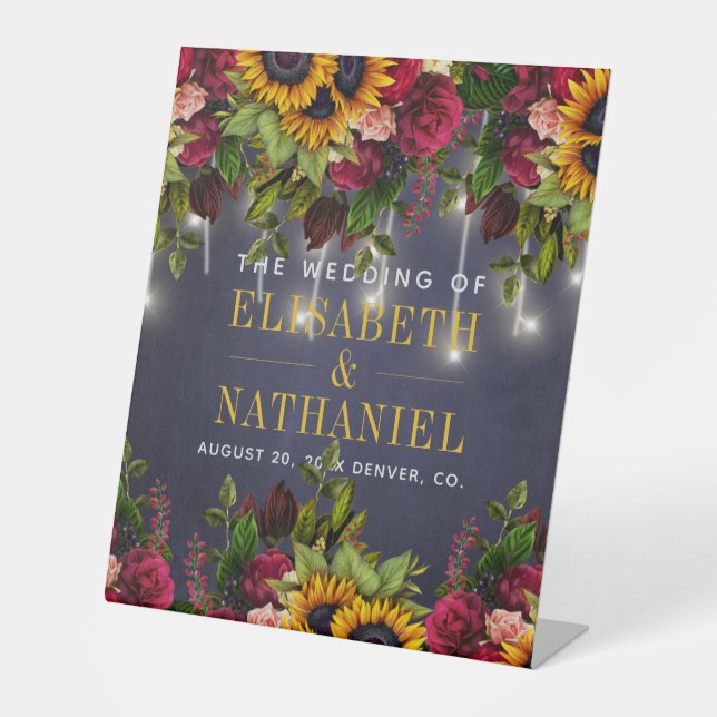 Signe De Table Hiver rustique fleurie mariage noms de couple bien (Recto)