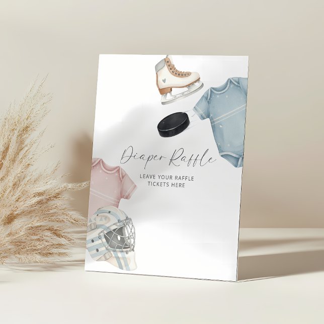 Signe De Table Hockey baby shower, ice hockey diaper raffle (ice hockey diaper raffle sign)