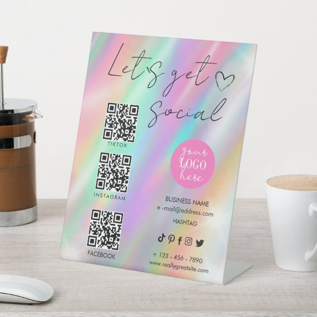 Signe De Table Holographic Pastel Makeup Artist Social Template  (In SItu)