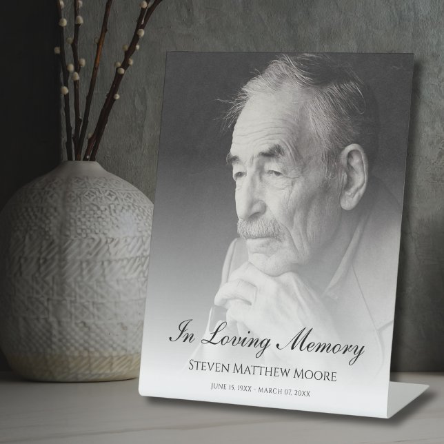 Signe De Table Hommage aux photos commémoratives ou funéraires (Photo Memorial Pedestal Sign)