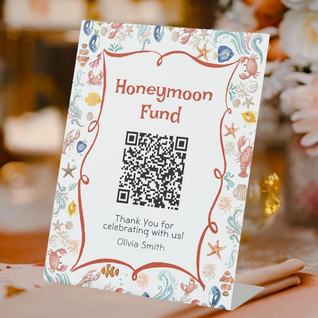 Signe De Table Honeymoon Fund Nautical Coastal Bridal Shower  (Créateur téléchargé)