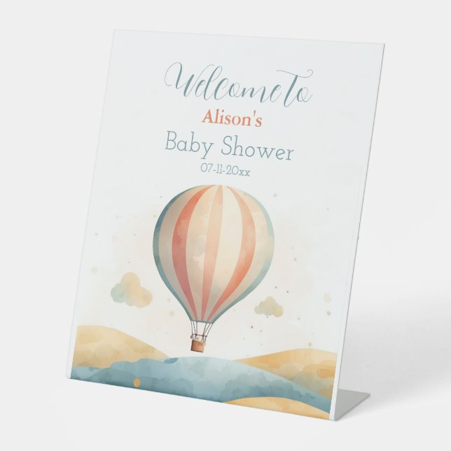 Signe De Table Hot Air Balloon Baby Shower Welcome (Recto)
